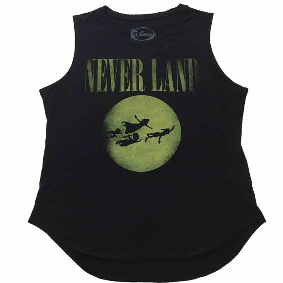 DISNEY | Peter Pan Girls Muscle Tank Top Size XL Black & Yellow Curved Hem Summe - Picture 1 of 9